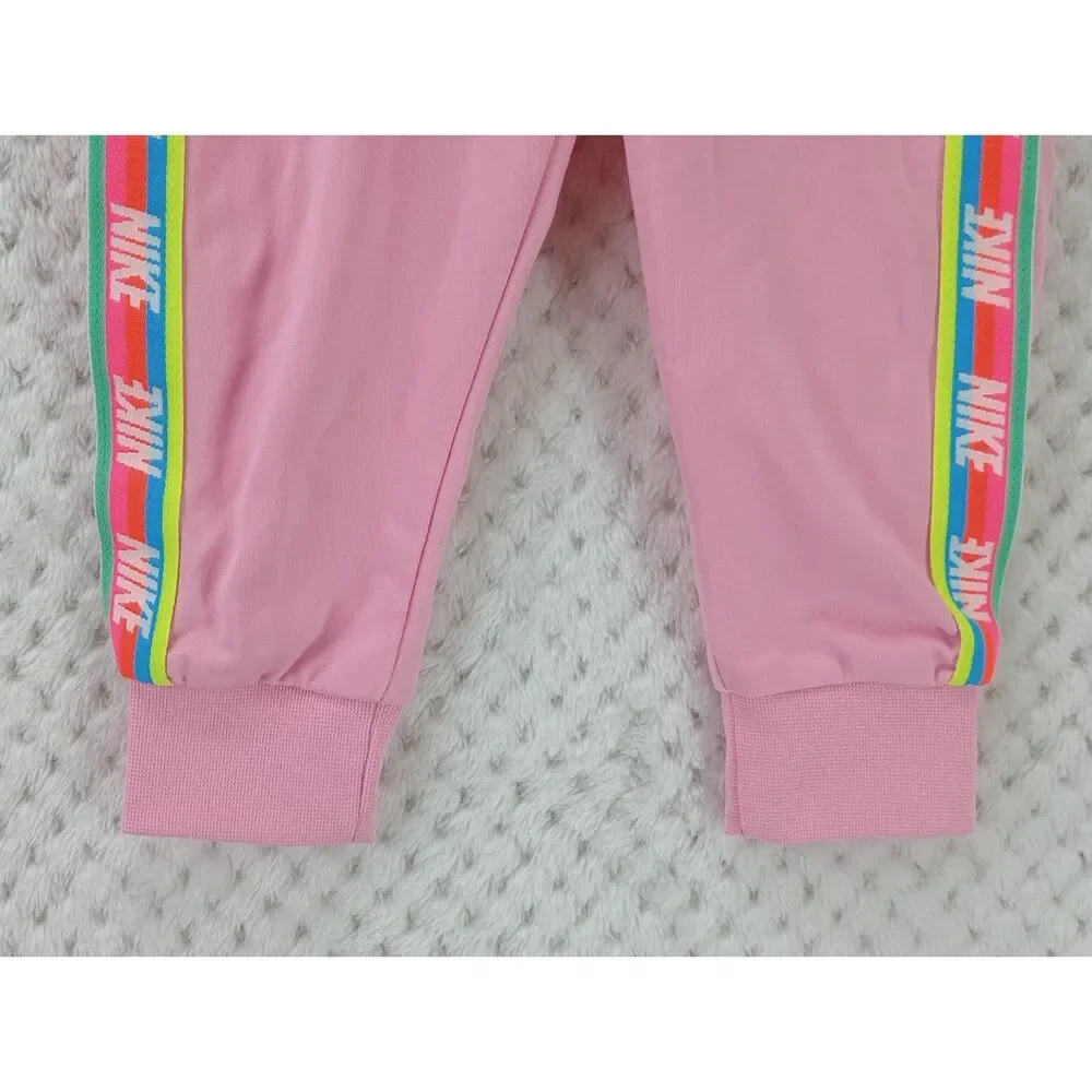 Nike Girls 12M Light Pink Infant Jogger Track Pants Rainbow Logo Taping